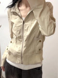 High End Fashion Autumn Commuter Coats American Vinateg Punk All Match Slim Zipper Harajuku Japan Jackets Y2k Aesthetic Clothes