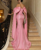 Pbong  Bow Pink Wedding Party Dresses Floor Length Sweep Train Strapless Robe Soiree Dubaï Luxury Promotion