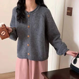 Button Up Cardigan Sweater for Women Cozy Knitted Long Sleeve Single Breasted Sweater Jacket Autumn Winter Casual Chic Outfit