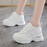 Pbong  Fashion Air Cushion Platform Sports Shoes for Women Mesh Breathable Chunky Sneakers Woman Thick Sole Anti Slip Vulcanized Shoes