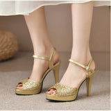 Pbong  Platform Sandals Women New High Heels Women Wedding Shoes Fashion Peep Toe Sandalias De Mujer