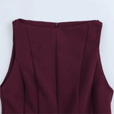 Round Neck Elagant Pleated Short Dress Solid Color Zipper Casual Women Dress 2025 New Summer Sleeveless Summer Tank's Dresses