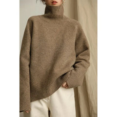 Grey Turtleneck Women's Pullover Sweater Loose Languid Style New Autumn Winter Cashmere Thick Long Sleeve Knit