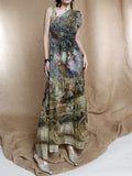 Renaissance Oil Painting Long Luxury Dresses 2025 Vintage Sleeveless Backless A Line Evening Maxi Dress Woman Clothing