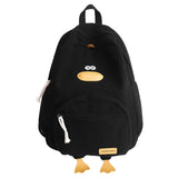 Pbong  Cute Duck Face Corduroy Large Capacity Backpack with 3D Duck Feet Design Lightweight Casual Daypack for Students Teens Travel
