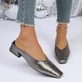 Square Toe Women Slippers Mid Heels Fashion Shoes Heeled Sandals Designer Chunky Dress Slides Walking Comfort Sandalias Mujer