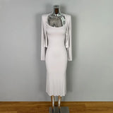Tight Slip Dress And Cardigan Two Piece Set Cotton Blend O-neck Slim Long Dress + Jacket Women Suit Spring Summer Dress Of Suit