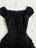 Pbong  Design Gothic Vintage Slim Dress Women's Summer Y2k Hot Girl Black Lace Dresses Female Hepburn Chic Ruffle New Short Dresses