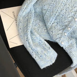 Women Knitted Cardigan Sweater Jacket Fashion Spring Autumn 2024 New Versatile Leisure Thin Style Hollowing Out Ladies Top Coat