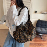 Pbong  Leopard Cloth Tote Bags Lady Shopper Shopping Shoulder Bag for Women Korean Fashion Y2K Casual  Crossbody Bags