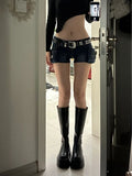Woman Casual Hot Slim Pants Low Waist Jean Solid Color Wash shorts Goblin Denim Shorts Y2k Classical Sexy Gyaru Dark Academia