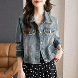 New Spring Summer 2025 Loose Versatile Elegant Women's Denim Coat Casual Temperament Korean Version Female Cowboy Outwear