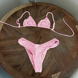 3Pcs Mirco Bikini 2025 Sexy Swimsuit Women Push Up Swimwear Bandeau Biquini Female Pink Bodysuit Bathing Suits Sarong Cover Up