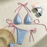 Halter Wrinkled Weave Bikini Women Swimwear Female Swimsuit Two Pieces Bikini Set Brazilian Bathing Suit Swim Beach Wear