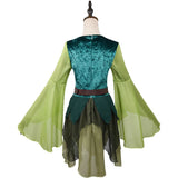 Women's Elf Medieval Green Fairy Dress Magical Elf Dress and Belt with Wings Halloween Cosplay Costumes Elf Role-playing Costume