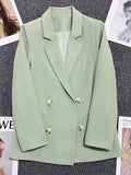 Women Elegant Blazer Coat Sweet Fashion Long Sleeve Casual Suit Jacket Korean New Fall Winter Female Double Buttons Outwear Tops