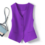 Women's Suit Vest Coat 2025 Spring Summer Sleeveless Retro Style Ladies Blazer Vest Temperament Short Lady Cardigan Waistcoat