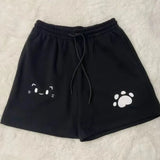 Subcultural All Match Straight Shorts Japanese Y2k Harajuku Cartoon Print Stretch Waist Lace Up Short Pants Casual Girl Shorts