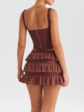 Mozision Elegant Sexy Skirt Two Piece Set For Women Fashion Sleeveless Crop Top And Mini Skirt Ladies Club Party Sexy Skirt Sets