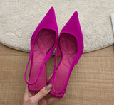 Summer New Brand Pointed Toe Slingback Shoes Thin High Heel Shallow Slip On Ladies Elegant Sandals Plus Size 41