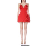 Pbong  High Quality Red Short Dresses Thin Suspenders Appliques Sleevless V-neck Vestidos Para Bodas Mujer Invitada Party