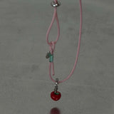 Fashion Red Apple Pendant Bracelet For Women Girls Sweet Cute Fruit Pink Woven Rope Adjustable Bracelet Jewelry Gift
