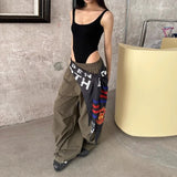 New American High Street Safari Style Long Hip Hop Pant Y2k Aesthetic Puffly Wide Leg Trousers Personality Lrregular Accessories
