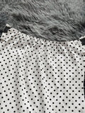 Pbong  Women Frill Trim Polka Dot Print Contrast Lace Strapless Mini Dress