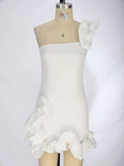 Elegant Party Evening Prom Dress Flower Patchwork Pleated Mini Dresses for Women Sleeveless Sexy Summer Dress Black White