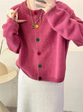 Japanese Sweet and Fresh Round Neck Colorful Button Knitwear Coat Academy Style Western Versatile Sweater Women's Cardigans