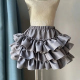 Pbong  Japanese Kawaii Mini Pleated Skirts Womens JK Jupe Sweet Lolita Solid Color Skirt Y2k Aesthetic Ruffled High Waist Faldas
