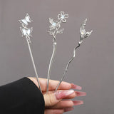 Vintage Moonstone Butterfly Hair Sticks for Women Fashion Metal Hanfu Hairpin Disk Hair Chopsticks Hair Accessories