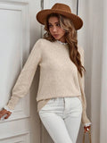 Autumn and winter women's lace decoration round neck long sleeved knitted sweater