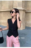 Women's Suit Vest Coat 2025 Spring Summer Sleeveless Retro Style Ladies Blazer Vest Temperament Short Lady Cardigan Waistcoat