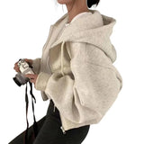 Autumn/winter New Women Coat Hooded Fashion Cropped Slims Zip-up Warm Solid Color Hooded Sweatshirt For Women Jacket ﻿