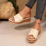 Pbong  New Large Size Stone Pattern Fish Mouth Thick Soled Slippers for Border Casual Outer Wear Wedge Heel Women S Shoes Sandals