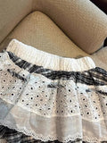 Pbong  Y2K Plaid Patchwork Skirt Women Vintage Casual High Waist Streetwear Mini Skirts Retro Harajuku American Irregular Skirt