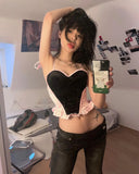 Vintage Distressed Low Waist Jeans Grunge Asymmetrical Waist Denim Pant Korean Fashion Black Flare Jeans Kpop Streetwear