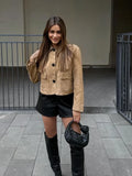 Fashion Lapel Pockets Long Sleeve Coats Women's Casual Single Breasted Solid Color Outerwear Autumn Female High Street Chic Tops