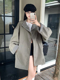 Korean Chic Elegant Jacket Women Loose Design Double Sided Wear Plaid Coat Fall Fashion Long Sleeve Sweet Pockets Outwear