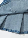 Summer New TARUXY Denim Y2k Skirt with Pleats and Belt 90s E-girl Korean Skirts For Women High Street Jeans Short Bottom