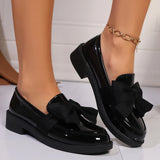 Pbong  New Women's Loafers Bow Decor Pointed Toe Low Heel Shoes for Women Leather Shallow Mouth Commuter Daily Casual Shoes