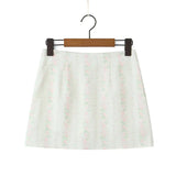 Pbong   French Retro Sweet Floral Print A-line Mini Skirt Women Sexy Low Waist Vacation Summer Skirts