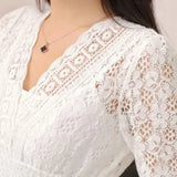 New Summer Dress for Women's Lace Skirt V-neck Slim Dresses for Women Korean Women's Mid-length Skirt Fairy Dresses