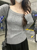 Casual Off shoulder Rib Knit Sweater Pull Women Long sleeve Top Basic Tees White Slim Pullovers Lady Sexy One Shoulder New