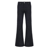 Pbong  American Vintage Flare Pants Low Waist Striped Pockets All Match Pantalones Mujer Female Slim Trousers Fashion Women's Clothing