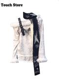 Women Harajuku Shoujo Girl Japanese Y2k Top Coquette 2000s Off Shoulder Goblin Core T-Shirt Long Sleeve Tees Gyaru Grunge Punk
