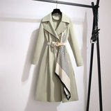 Pbong  Women's Long Coat Spring Autumn Loose Fashionable Slimming Large Size Casual Outerwear Elegant Lady Jacket Trendy