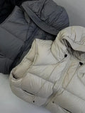 Vintage Y2K Puffy Vest Women Loose Sleeveless Warm Winter Cotton Vest Streetwear Casual Retro American Solid Hooded Vest