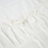 White Lace Trim Tie-Up A-Line Dress